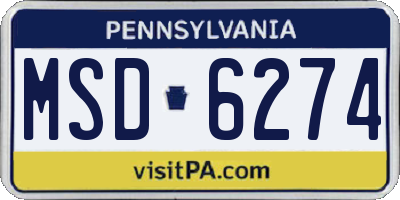 PA license plate MSD6274
