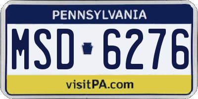 PA license plate MSD6276