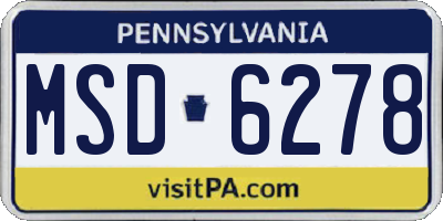 PA license plate MSD6278