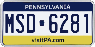 PA license plate MSD6281