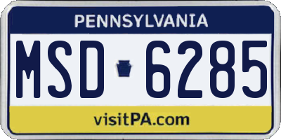 PA license plate MSD6285