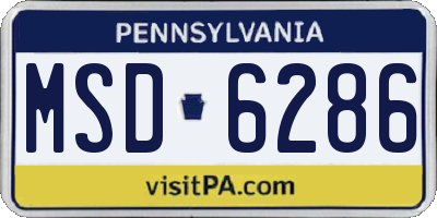 PA license plate MSD6286