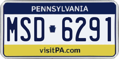 PA license plate MSD6291