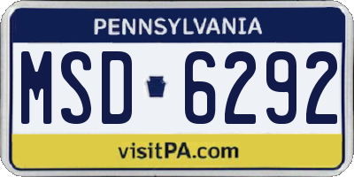 PA license plate MSD6292