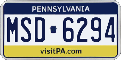 PA license plate MSD6294