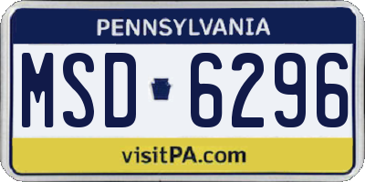 PA license plate MSD6296