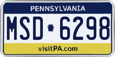PA license plate MSD6298
