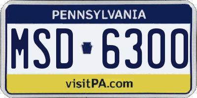 PA license plate MSD6300