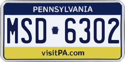 PA license plate MSD6302