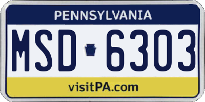 PA license plate MSD6303