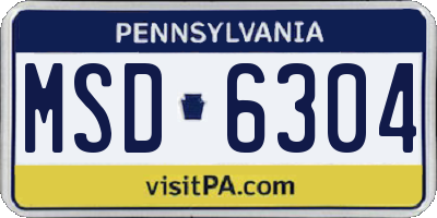 PA license plate MSD6304
