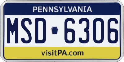 PA license plate MSD6306