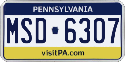 PA license plate MSD6307