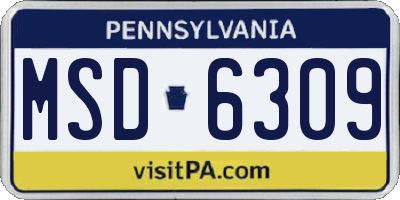 PA license plate MSD6309