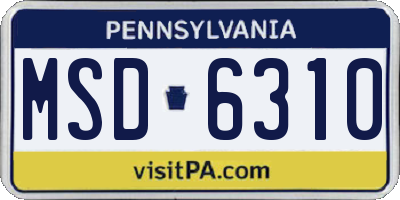 PA license plate MSD6310