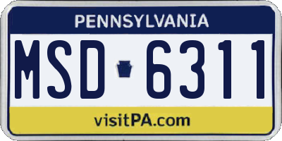 PA license plate MSD6311