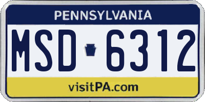 PA license plate MSD6312
