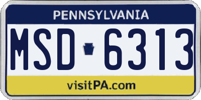 PA license plate MSD6313