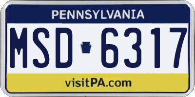 PA license plate MSD6317