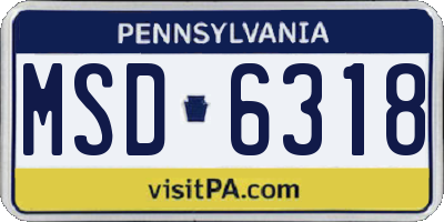 PA license plate MSD6318