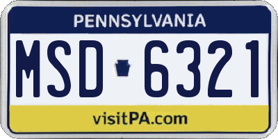 PA license plate MSD6321