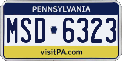 PA license plate MSD6323