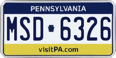 PA license plate MSD6326