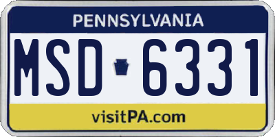 PA license plate MSD6331