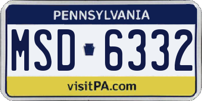 PA license plate MSD6332