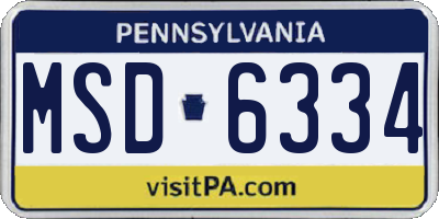 PA license plate MSD6334
