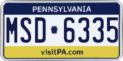PA license plate MSD6335