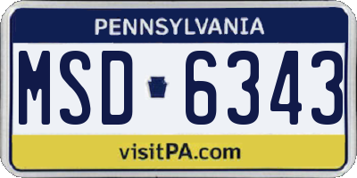 PA license plate MSD6343