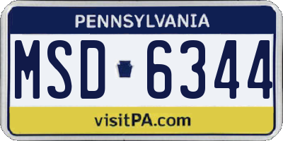 PA license plate MSD6344