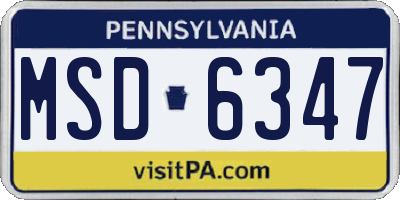 PA license plate MSD6347