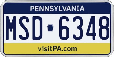 PA license plate MSD6348
