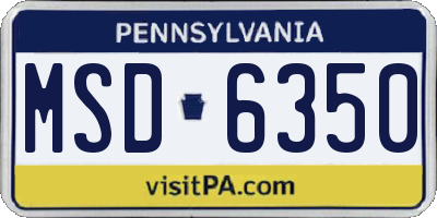 PA license plate MSD6350
