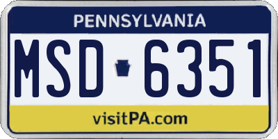 PA license plate MSD6351