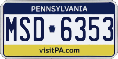 PA license plate MSD6353