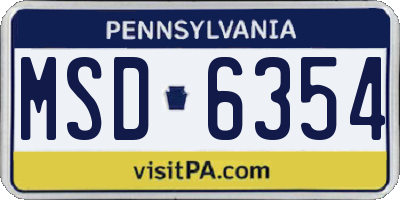 PA license plate MSD6354