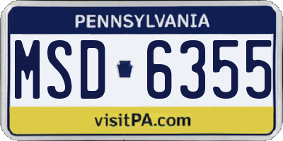 PA license plate MSD6355