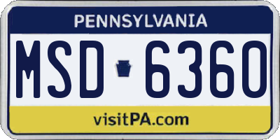 PA license plate MSD6360