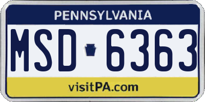 PA license plate MSD6363