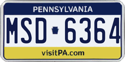 PA license plate MSD6364