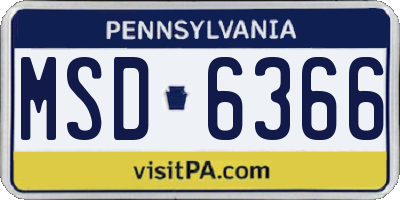 PA license plate MSD6366