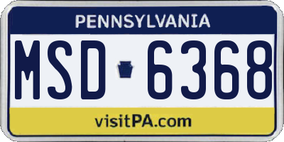 PA license plate MSD6368