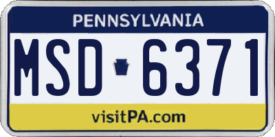 PA license plate MSD6371
