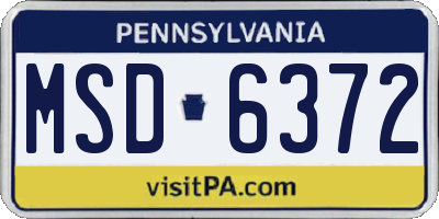 PA license plate MSD6372