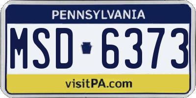 PA license plate MSD6373