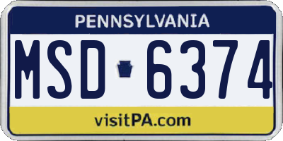 PA license plate MSD6374