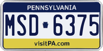 PA license plate MSD6375
